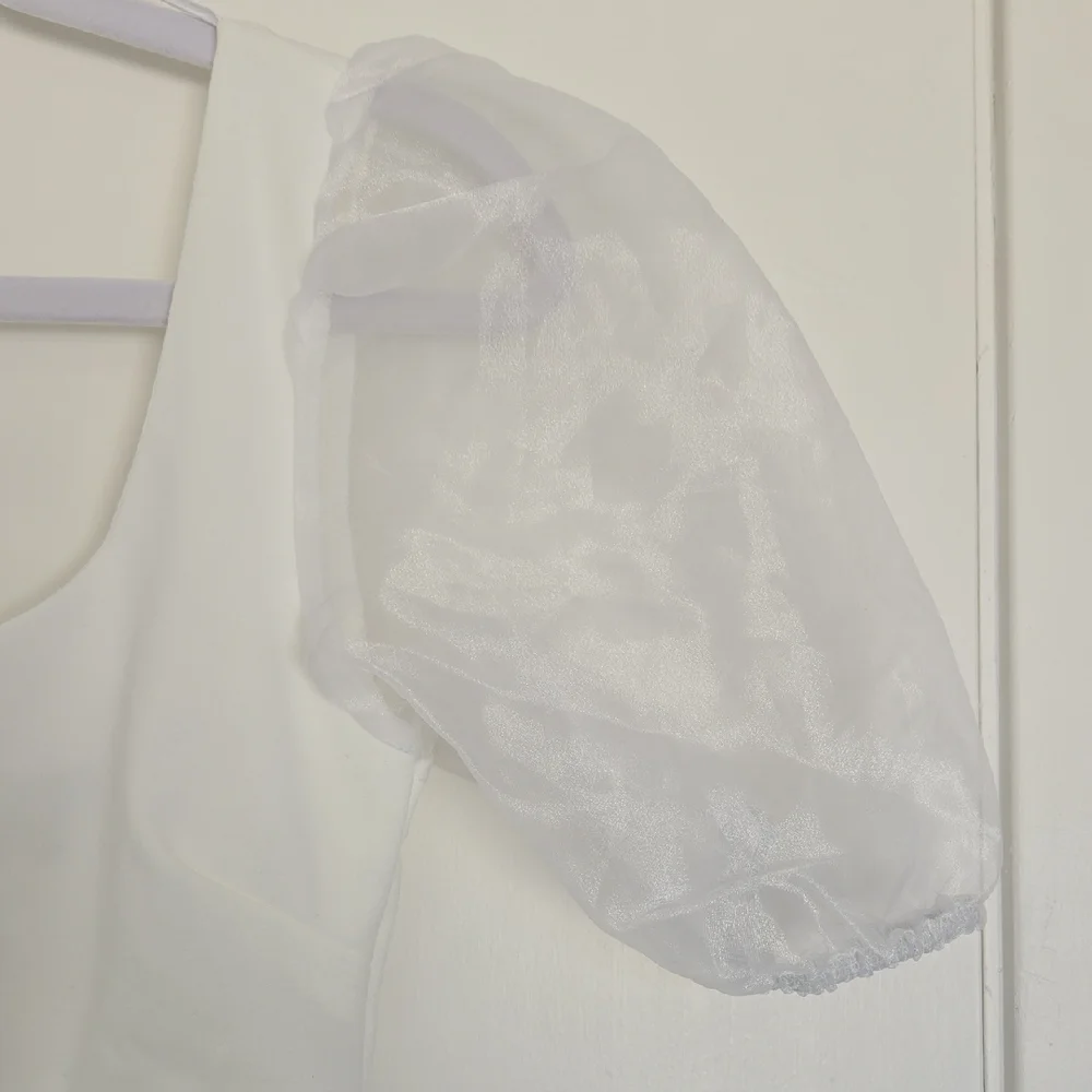 Lulu's White Puff Sleeve Dress - Picture 4 of 7